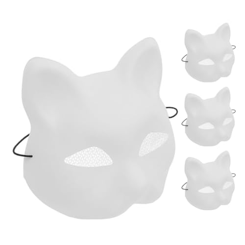 Alipis 1 Satz Plastik Katzenmaske Wasserdicht Weiß Halbe Gesichtsmaske Katzenmasken Zum Dekorieren PVC Tiermaske 4 Stück