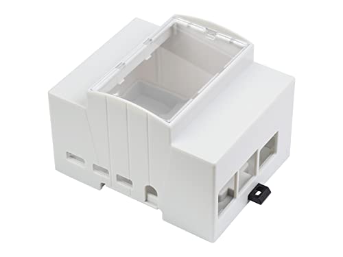 für Raspberry Pi 4 Gehäuse, DIN-Schienen-ABS-Gehäuse für Raspberry Pi 4 Modell B, Großer Innenraum, Kompatibel mit Raspbeery Pi Expansion Board PoE HAT (D), RS485 CAN HAT, 2-CH RS485 HAT, PI-FAN-3007