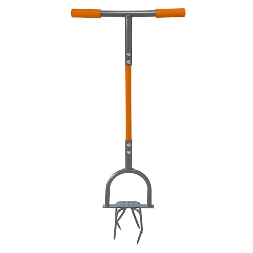 PROFI-PARTNER Kraftsparende Bodenfräse 2-in-1 – Gartenkralle & Klingen-Wechselkopf/Kultivator mit Handgriff & Trittplatte, Rückenschonend, Fast 1 m lang, Twist Tiller für Beet/Unkraut/Harte Erde