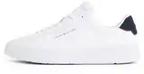 Tommy Hilfiger Herren Court Sneaker Detail Essential aus Leder, Weiß (White/Desert Sky), 42