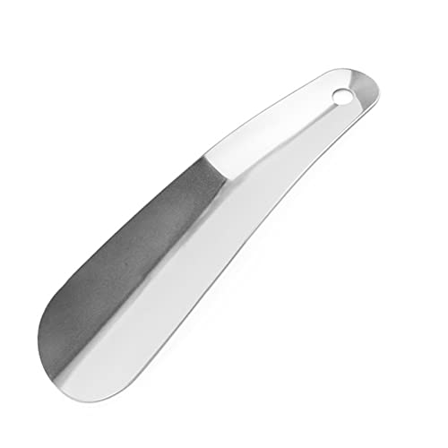 luoshaPUCY Schuhlöffel, 16cm Schuhanzieher Edelstahl Shoe Horn sehr stabil mit hängendem Loch ergonomischer Form für Herren, Damen, Kinder, Senioren, Silber