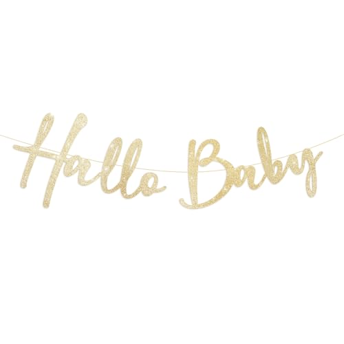 Hallo Baby Girlande zur Geburt Babyparty Hänge Deko für Baby Shower Geburtstag Taufe Babydusche Dekoration Banner Junge Mädchen Schwangerschaft Geschlecht Verraten Party Partyzubehör