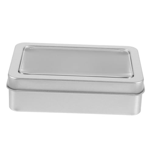 KONTONTY Kasten Eisenboxverpackung Klein Form Rechteck Lagerbehälter Mit Deckel Abteil Stapelbar Mini-aufbewahrungsboxen Aus Weißblech Vorratsdosen Mit Deckel Aus Metall Schaum Silber