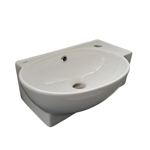 Design Keramik Waschbecken Waschtisch Waschschale Aufsatzwaschbecken Aufsatzwaschtisch Gäste WC Becken mit Armaturloch Rechts 23146 BxTxH 45,5x28x15,5cm