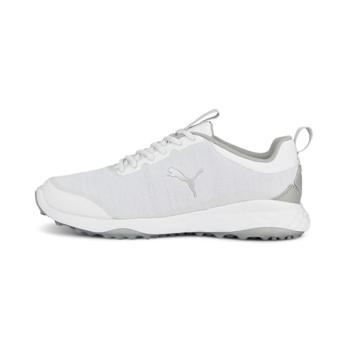 PUMA Herren Fusion Pro Golfschuh, White Silver Flat Hellgrau, 45 EU