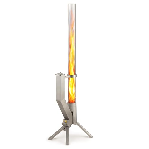 GARDENFLARE Feuerrohr – Edelstahl Feuersäule und Pelletfackel für Tolles Ambiente-Feuer – Elegante Terrassenheizer und Gartenkamin Alternative für Deine Terrasse und Garten (Silber)