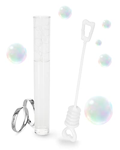 Kleenes Traumhandel 24x Seifenblasen Hochzeit - Wedding Bubbles - Seifenblasen-Set für Hochzeit, Geburtstag, Verlobung - Seifenblasen-Röhrchen mit Herzgriff