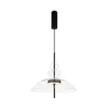 MAYTONI DECORATIVE LIGHTING Moderne Pendelleuchte Bangkok LED Schwarz aus Glas Transparent Farbe und Metall 1200 Lumen - 12W Diameter- 40 Zm. für Küche, Schlafzimmer, Wohnzimmer, Esszimmer, Lobby