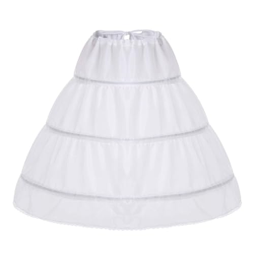 Reifrock Mädchen Petticoat Unterrock 3 Creolen Reifrock Kinder Blumenmädchen Krinoline Rock Weiß Reifrock Kommunionskleid Petticoat Mädchen Weiß