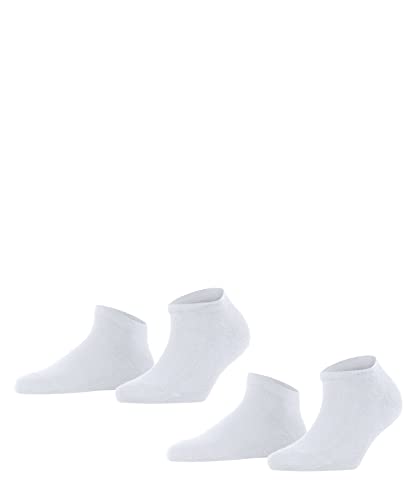 FALKE Damen Sneakersocken Happy 2-Pack W SN Baumwolle kurz einfarbig 2 Paar, Weiß (White 2000), 39-42