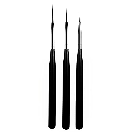 luoshaPUCY Nageldesign Pinsel, [3 Stücke] Nagel Art Liner Pinsel Professional Nailart Pinsel Fineliner für DIY Nail Art Salon Design (Schwarz)