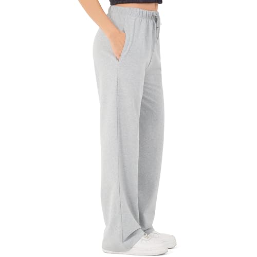 ROSS CAMP Jogginghose Damen - Baumwolle Sporthose Lang, Traininghose Laufhosen Bequeme Jogger, Sweatpants Weites Bein mit elastischem Bund Yogahose - Grau S