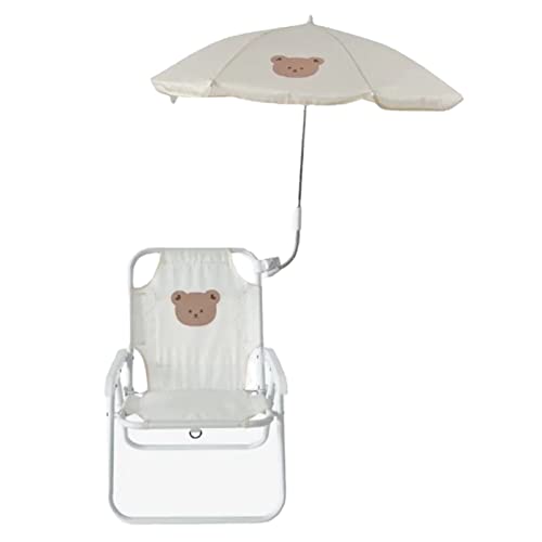 Dilwe Kinder-Campingstühle, Kinder-Campingstühle, Cartoon-Tier, Niedlicher Stil, Metallstütze, Langlebig, Faltbar, Tragbarer Strand-Klappstuhl (Bär mit Regenschirm) Baby-Stühle