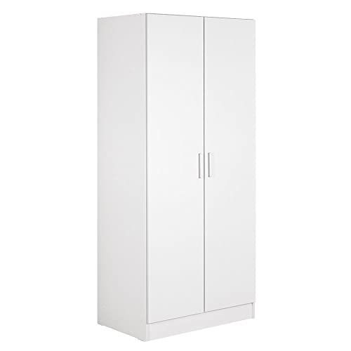 Madesa Kleiderschrank, Schrank mit 2 Türen, für Schlafzimmer, 180 x 52 x 80 cm, aus Holz - Weiß