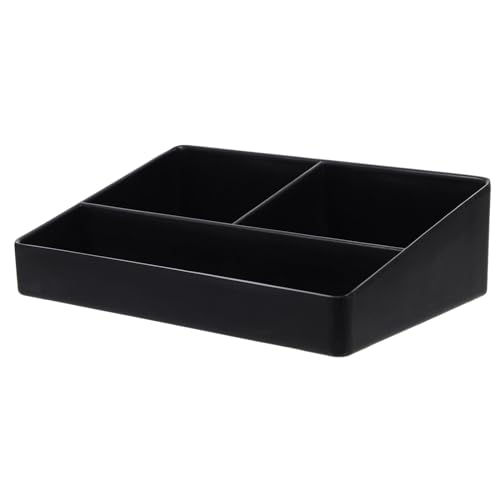 Operitacx Kaffeespender Organizer mit 3 Fächern, für Restaurant, Kaffee-Organizer, Aufbewahrung von Zubehör, Kaffeebar für Zucker, Milch, Servietten, Kapseln, Teebox, schwarz