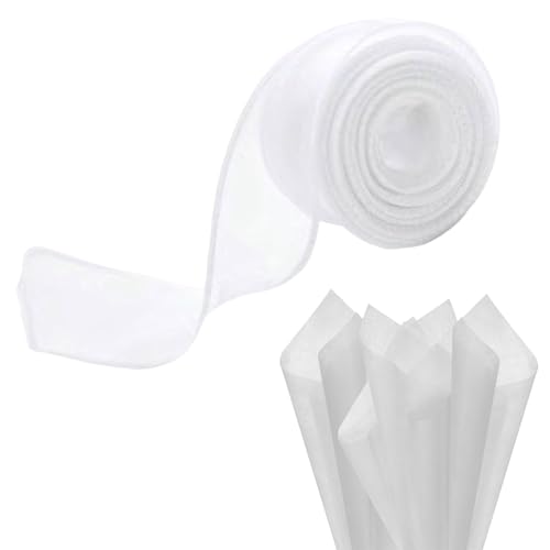 38 Stück Doppelseitiges Blumen-Geschenkpapier,Wasserdichte Valentinstag-Geschenkpapier,Blumenstrauß-Verpackungen,Perlenrand Blumenstrauß Geschenkpapier,Netzpapier Einwickeln Blumen,Weiß,30*30CM,Kiuiom