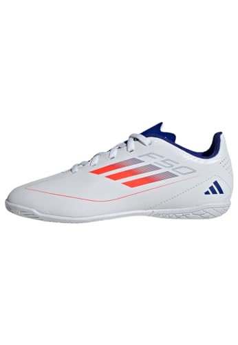 adidas Unisex F50 Club Football Boots Indoor Hallenfußballschuhe, Cloud White/Solar Red/Lucid Blue, 35 EU