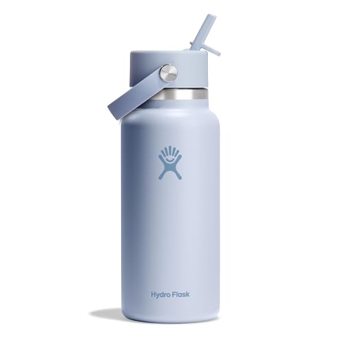 HYDRO FLASK - Wide Mouth Trinkflasche 946ml (32 oz) mit Strohdeckel - Vakuumisolierte, Wiederverwendbare Flasche aus Edelstahl - Auslaufsicherer Deckel - Surf