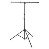 BeamZ LS25T Lichtstativ DJ, T-Bar, höhenverstellbar 1,2-2,75 Meter, Traglast max. 25kg, Stativ Licht mit T-Stange, Lampenstativ, Dreibein Lichtständer für bis zu 4 DJ Licht Effekte - Schwarz