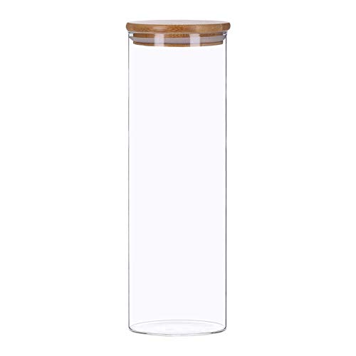TALK-POINT Vorratsdosen aus Glas mit Bambusdeckel, Vorratsgläser, Glasbehälter | 350 ml - 2200 ml | luftdicht, Spülmaschinenfest, Mottensicher (2200 ml)