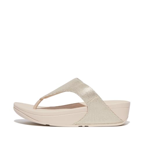 Fitflop Damen LULU Glitz-Canvas Toe-Post Sandale, Platin, 41 EU