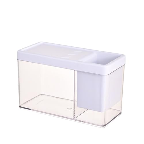 Kleiner Tank Aquarium, tragbare Fischschale Tank, Kleines Aquariumbecken aus Kunststoff mit Aufbewahrungsbox for Bettas, Guppys, Garnelen, Goldfische,(White)