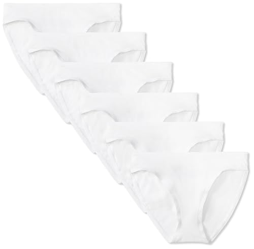 Amazon Essentials Damen Bikinihose aus Baumwolle (in Übergröße erhältlich), 10er-Pack, Weiß, 40