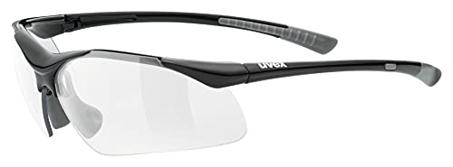 uvex sportstyle 223 - Sportbrille für Damen und Herren - verspiegelt - druckfreier & perfekter Halt - black grey/clear - one size