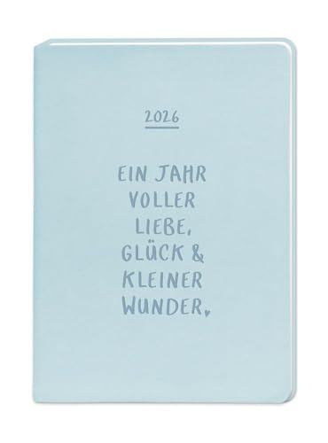 Terminplaner Lederlook 2026 Hellblau: Terminplaner Lederlook A6