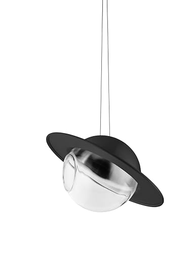 EVA SOLO | Saturn Vogelfutterhaus Schwarz | Futterspender mit transparenter Glaskugel und Schutzdach | Genießen Sie das ganze Jahr über Gartenvögel | Allwetterbeständig und wartungsarm | Schwarz