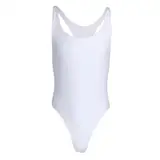 Einteiliger Mankini-Body für Herren, Tank-Top, schmaler Schnitt, Gymnastikanzug, Unterhemd, Unterwäsche, Gymnastik, Tanzbekleidung, Body-Top, Kleidung, weiß, L