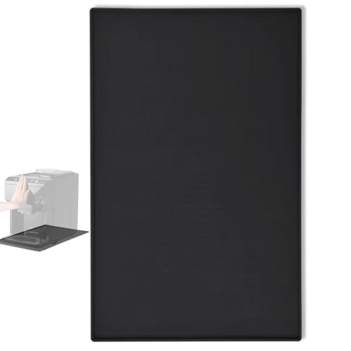 ZHjuju kaffeemaschine Matte, Silikonmatte mit Rand Anti-Rutsch Kaffemaschinen unterlage Anti-Rutsch Unterlage für Kaffeevollautomat Barista Zubehör, Schwarz,48 x 30 cm