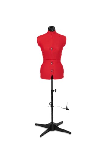 Adjustoform FG304 Sew Simple Schneiderpuppe, Nähpuppe, 8 verstellbare Teile, Größen 38 bis 46, klein, Mohnrot, Mohnblumenroter Nylonstoff, Rot (Poppy Red), S