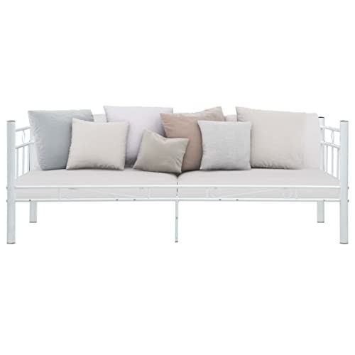 Tagesbett Rahmen Weiß 90×200 cm | Metallbett mit stabilem Gestell | Ideal für Gastzimmer & kleine Räume | Langlebig & pflegeleicht