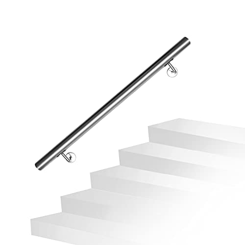Daromigo Edelstahl Handlauf Treppengeländer Geländer Wandhandlauf Wand Treppe mit Wandhalterung und Endkappen, Treppengeländer Innen und Außen für Treppen, Brüstung, Balkon, Länge: 80 CM