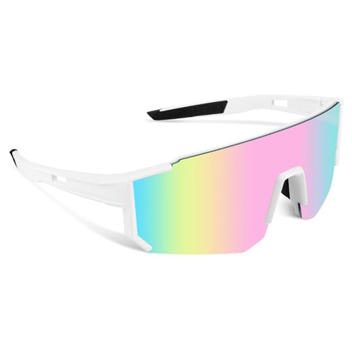 KUOFANY Schnelle Brille Rave,Fahrradbrille für Herren und Damen,Sportbrille mit UV400 Schutz, Winddichte Rennrad Brille,Sportbrille Kinder,Schnelle Brille Pink für Sport und Freizeit