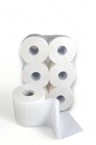 6 Handtuchrollen 2-lagig Tissue Papierrollen MIDI Rollen Hochweiß 20cm breit 160m perforiert 450 Blatt á 20x36cm Innenabrollung Papierhandtuchrolle