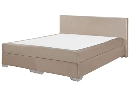 Stilvolles Boxspringbett aus Samtstoff im Glamour Stil Beige 180 x 200 cm Consul