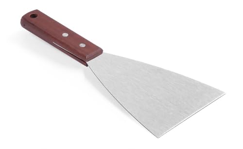 HENDI Grillspachtel, Spachtel, Winkelpalette, Barbecue-Grillspachtel, Wender, mit Holzgriff, Klinge: 1180, 100x260mm, Edelstahl