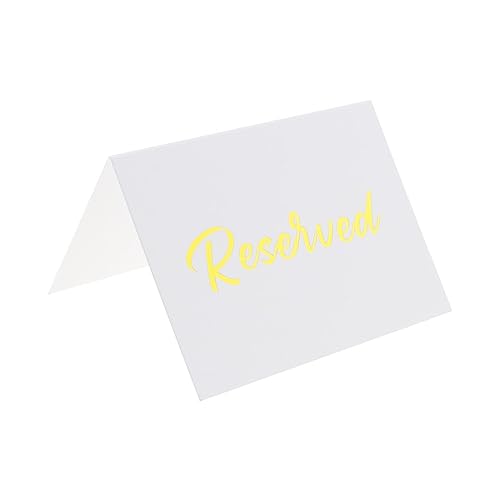 eMagTech 20 Stück Schilder für Reservierte Tische Doppelseitige Zeltkarten Silberfolie Etiketten für Reservierte Sitzplätze für Hochzeit Party Restaurantbedarf 10 X 15cm Weiß