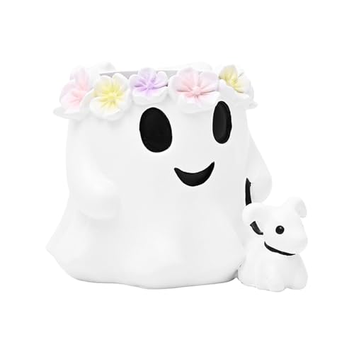 Halloween Ghost Bucket - Treat Buckets Outdoor with Walking Dog Design,Garden Decoration, Ghost Flower Pot Halloween Desktop Storage Ghost Ornaments for Indoor Outdoor