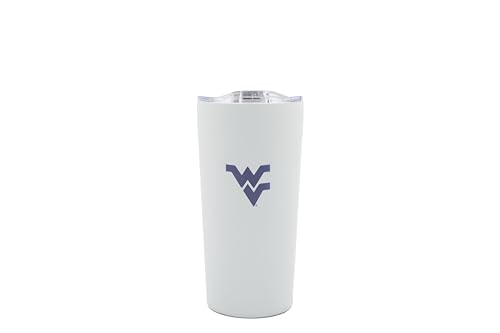 Decorvo Thermosbecher mit West Virginia-Logo, doppelwandig, isoliert, Reise-Thermoskanne mit Schiebedeckel, 530 ml, Grau