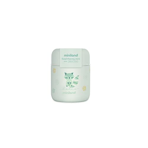 Miniland Food Thermy Mini Mint Isolierbehälter, 280 ml, doppelte Stahl-Isolierschicht hält die Temperatur der Speisen stundenlang.