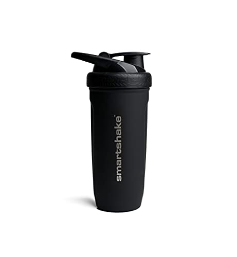 Smartshake Reforce Edelstahl-Protein-Shakerflasche 900 ml | 30 oz - Auslaufsicherer Schraubverschluss - BPA-frei - Unisex - Schwarz