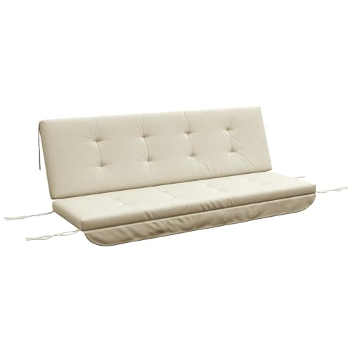 Outsunny Auflagen-Set für Hollywoodschaukel 170 cm Stuhlkissen Schaukelauflage Sitzkissen Gartenschaukel Gartenpolster Rückenkissen Seitenkissen Beige