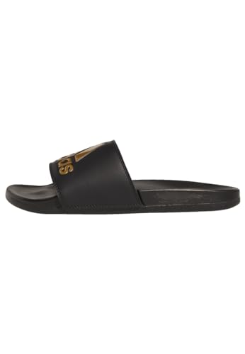 adidas Unisex Adilette Comfort Slides, Core Black/Gold Metallic/Core Black, 46