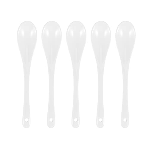 Geieold Set von 5 Keramik Loeffel Teeloeffel Loeffel Marmelade Honig Marmeladenlöffel Eierlöffel Perlmutt Porzellan Rice Löffel keramiklöffel