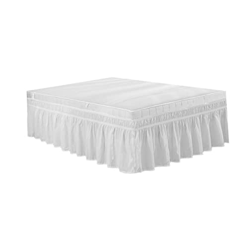 BATHVEVE Bettwäsche für Eleganten Schlafbereich Elastisches Bettvolant aus Polyester Weiß Vollständige Abdeckung für Bett mit Einfachem