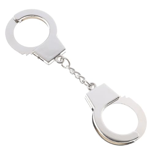 Schlüsselanhänger Handschellen, Keyring Handcuffs, Silberfarben aus Metall mit Verschlussmechanismus