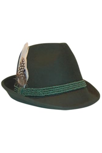 Edelnice Trachtenmode Trachtenhut aus 100% Wolle mit echter Feder, Gr. 55-59, 7